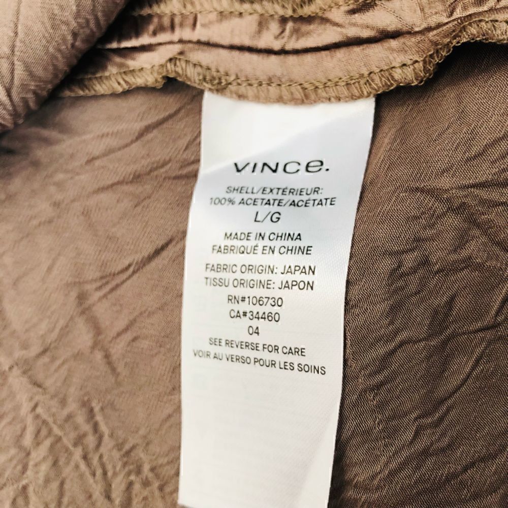 NWT Vince. Asymmetrical Crinkled Satin Skirt Taupe Size Large - Picture 12 of 12
